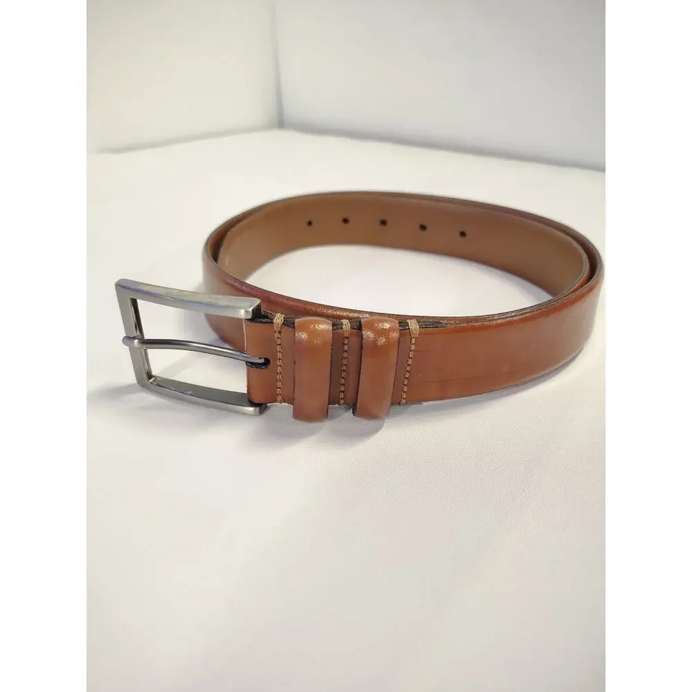 Joseph Abboud Genuine Leather Belt Men’s 34 Cognac Brown Hand Crafted in Italy